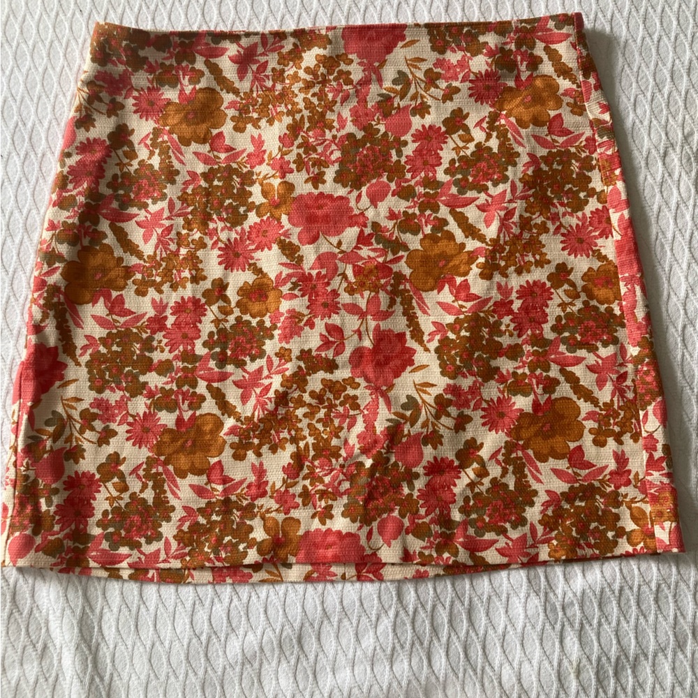 Loft Floral Skirt- pretty!  Mustard, coral, cream